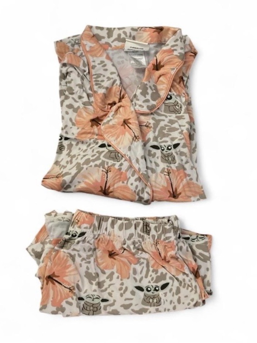 Star Wars Baby Yoda munki munki Peach Floral & Cream Character Short Pajama Set